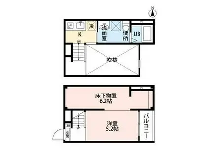 クラリエール 二瀬町クラリエールフタセチョウ(ワンルーム/2階)の間取り写真