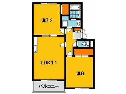 スカイプラザ宇梶A(2LDK/1階)の間取り写真