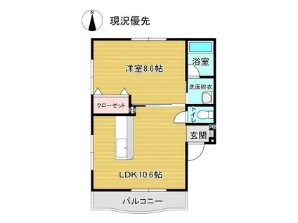 一本木ヒルズ(1LDK/2階)の間取り写真