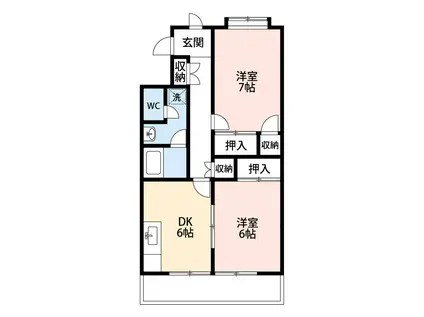 シャンピア(2DK/4階)の間取り写真