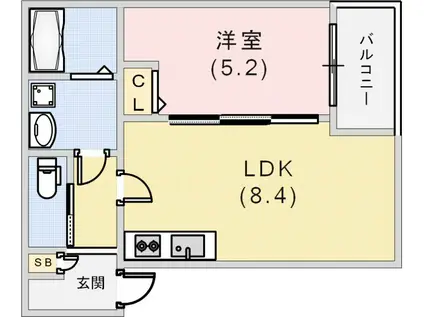 T.A御崎町(1LDK/1階)の間取り写真