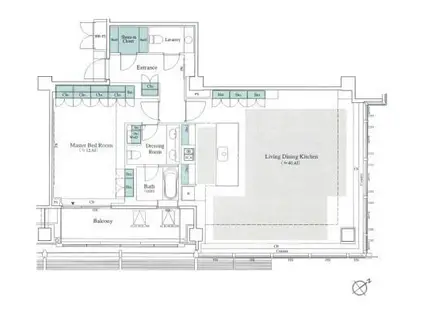 東京ミッドタウン・レジデンシィズ(1LDK/14階)の間取り写真