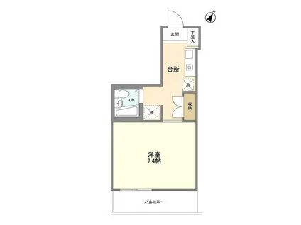 クラールパラシオン目黒東山(ワンルーム/1階)の間取り写真