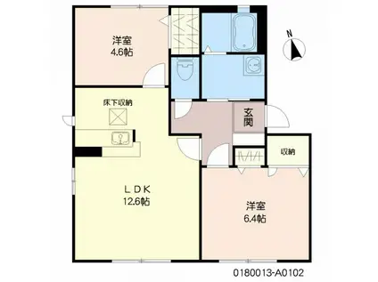 レシデンシア小森野A(2LDK/1階)の間取り写真