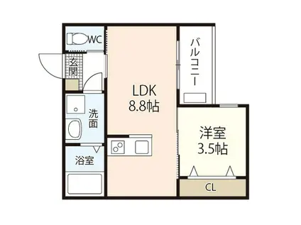 アドバンス舟入南(1LDK/2階)の間取り写真