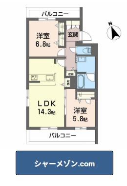 SEASIDE HOUSE(2LDK/4階)の間取り写真