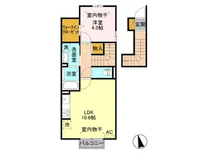 コンフォール川崎II(1LDK/2階)の間取り写真