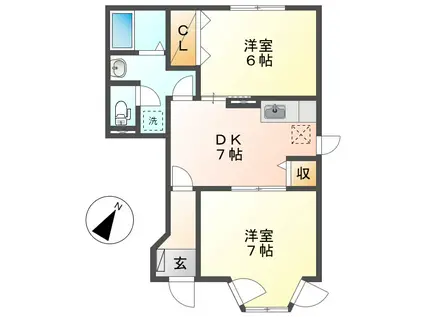 フォルム恵喜(2DK/1階)の間取り写真