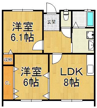 シャン・ドゥ・オルキデ(2LDK/1階)の間取り写真