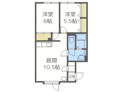 パーソナルコート星置2(2LDK/2階)の間取り写真