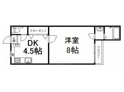 祇園ハイツ(1DK/1階)の間取り写真