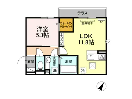 D-ROOM寺家駅前A・B A棟(1LDK/1階)の間取り写真