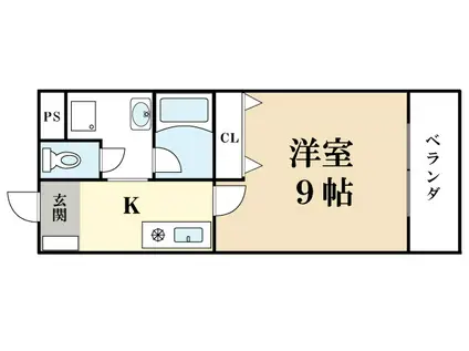 ウィンドワードI号館(1K/1階)の間取り写真