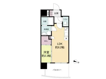 セレニテ三宮プリエ(1LDK/9階)の間取り写真