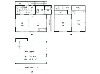 細江メゾネット(3DK/1階)の間取り写真
