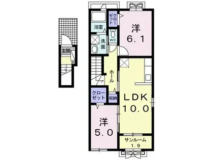 サンチェリー(2LDK/2階)の間取り写真