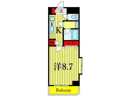 ドムスアライ3(1K/3階)の間取り写真