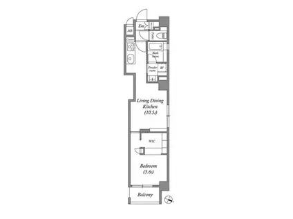 アスティーレ日本橋浜町(1LDK/6階)の間取り写真