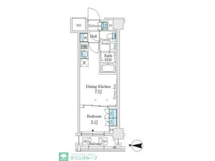 J.GRAN COURT 品川西大井イースト(1DK/2階)の間取り写真