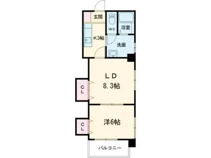 イーグルマンション万津(1DK/6階)の間取り写真