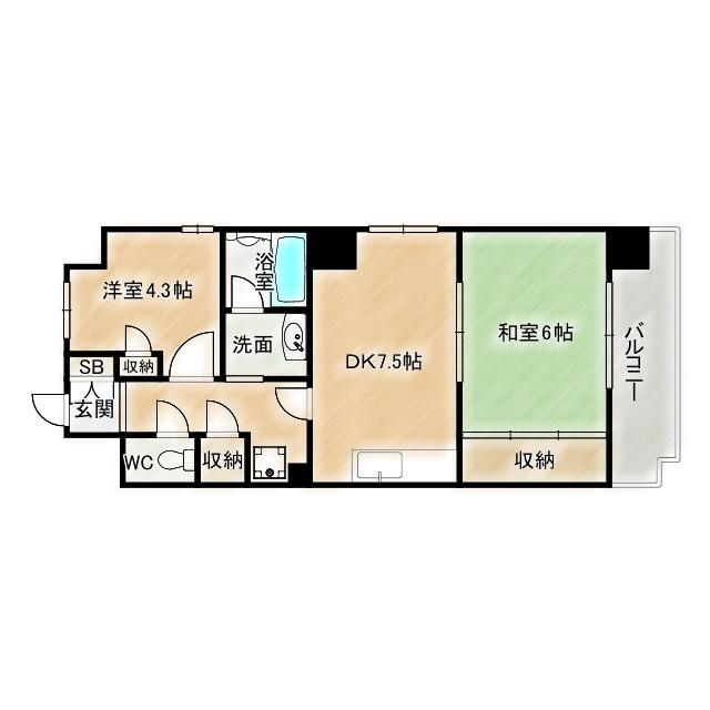 アプリーレ都島(2DK/5階)の間取り写真