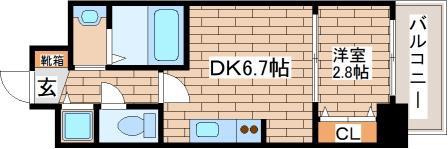 セレニテ神戸元町(1DK/10階)の間取り写真