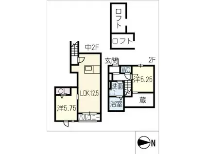 地下鉄名城線 黒川駅(愛知) 徒歩10分 2階建 新築(2LDK/2階)の間取り写真