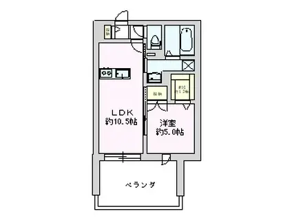 シャレーリブラン(1LDK/2階)の間取り写真