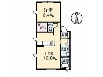 グラシアス・セゾンD棟(1LDK/1階)の間取り写真