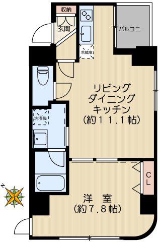 グランデュオ小石川(1LDK/2階)の間取り写真
