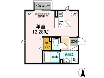 メゾン プレド パルク RYUNA(ワンルーム/1階)の間取り写真