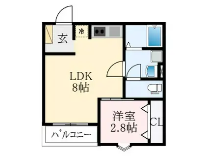 FSTYLE藤井寺・岡1号館(1LDK/2階)の間取り写真