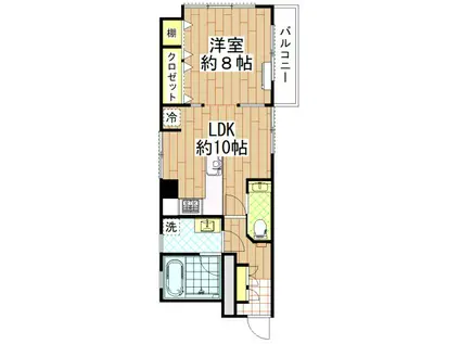 汐見丘ビル(1LDK/2階)の間取り写真