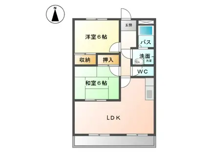エレガントレーベン A棟(2LDK/2階)の間取り写真
