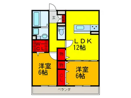 MANOIR(2LDK/1階)の間取り写真