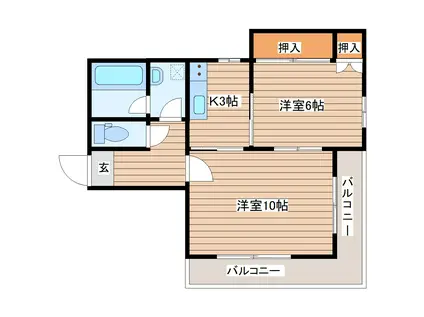 ラバレー富沢(2K/2階)の間取り写真
