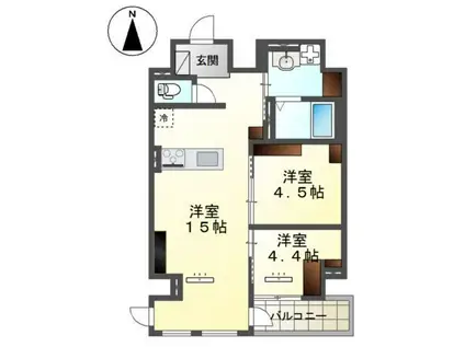 宇都宮市東宿郷 マンション工事(2LDK/10階)の間取り写真