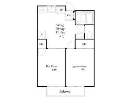 HX HADANO(2LDK/2階)の間取り写真