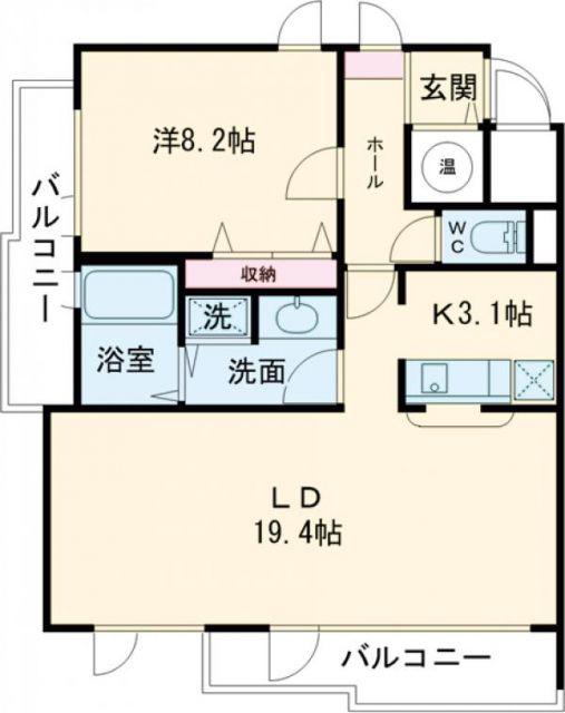 サーム千歳ドミニオWING4(1LDK/1階)の間取り写真
