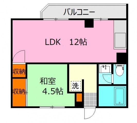 森島ビル(1LDK/4階)の間取り写真