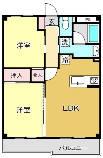 パールグランデ(2LDK/4階)の間取り写真