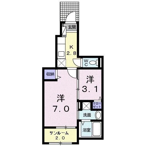 エクセレント T.Y II(1SK/1階)の間取り写真