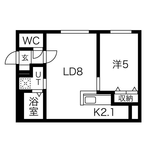 アズールVII(1LDK/1階)の間取り写真