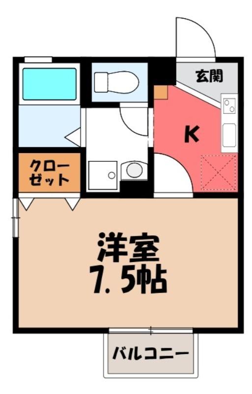 マルベリー弐番館(1K/1階)の間取り写真