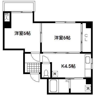 YYビル(2K/3階)の間取り写真