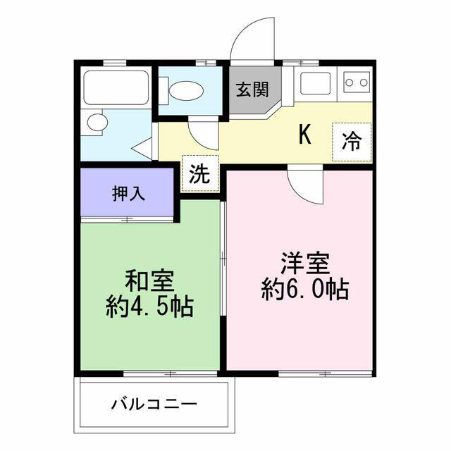 クレストヒルズ船橋(2K/2階)の間取り写真