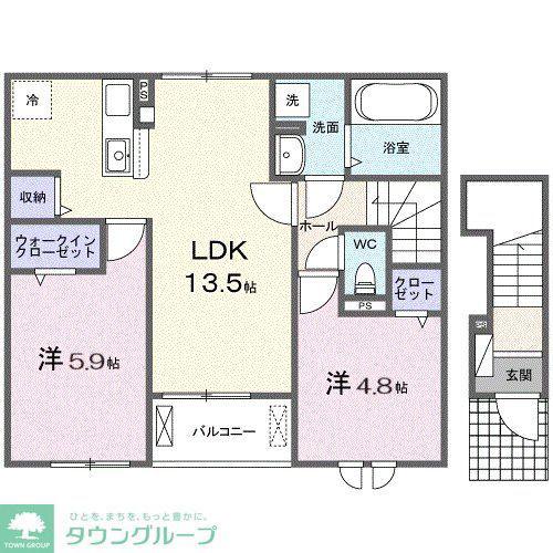 グラン ヴェール(2LDK/2階)の間取り写真