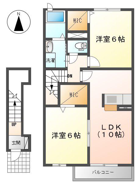 ヴィラファイン(2LDK/2階)の間取り写真