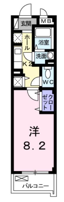 トレス ツリー(1K/2階)の間取り写真
