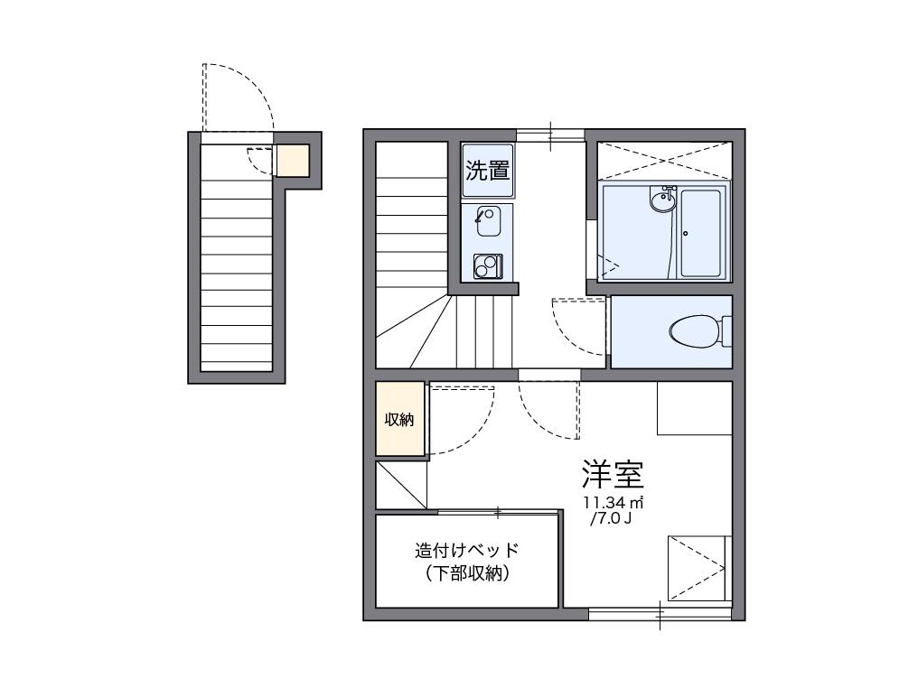 レオパレスオークラ(1K/2階)の間取り写真